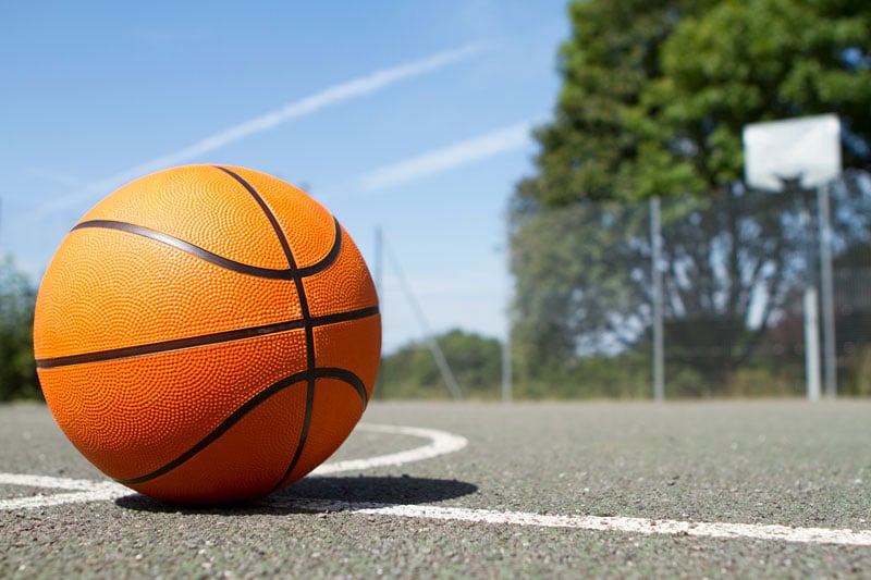 Basketball on the court